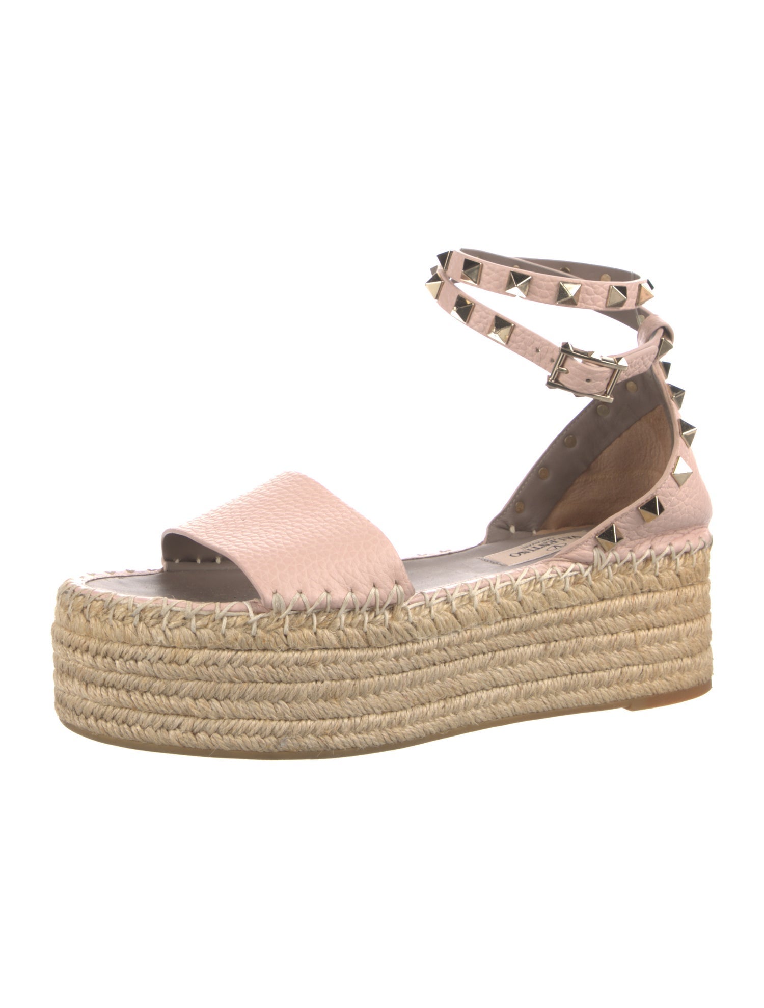Valentino Rockstud Accents Leather Espadrilles