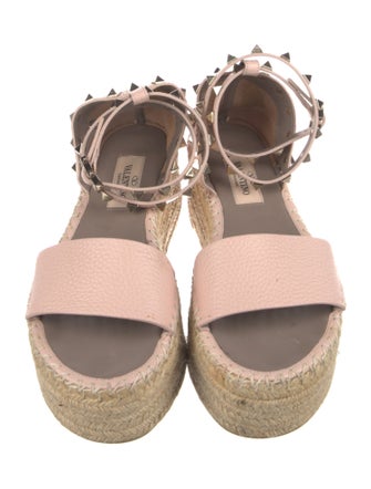 Valentino Rockstud Accents Leather Espadrilles