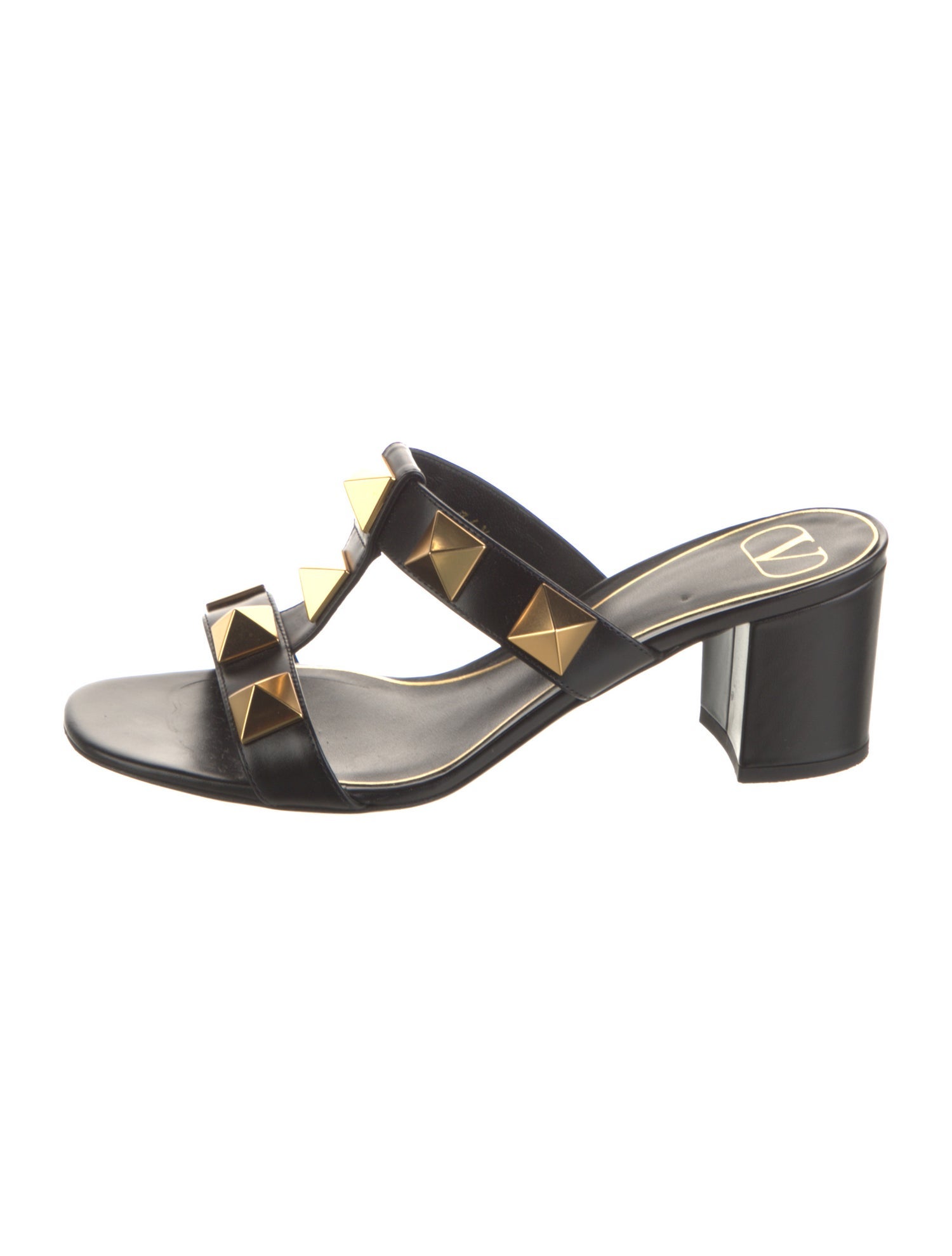 Valentino Rockstud Accents Leather Slides