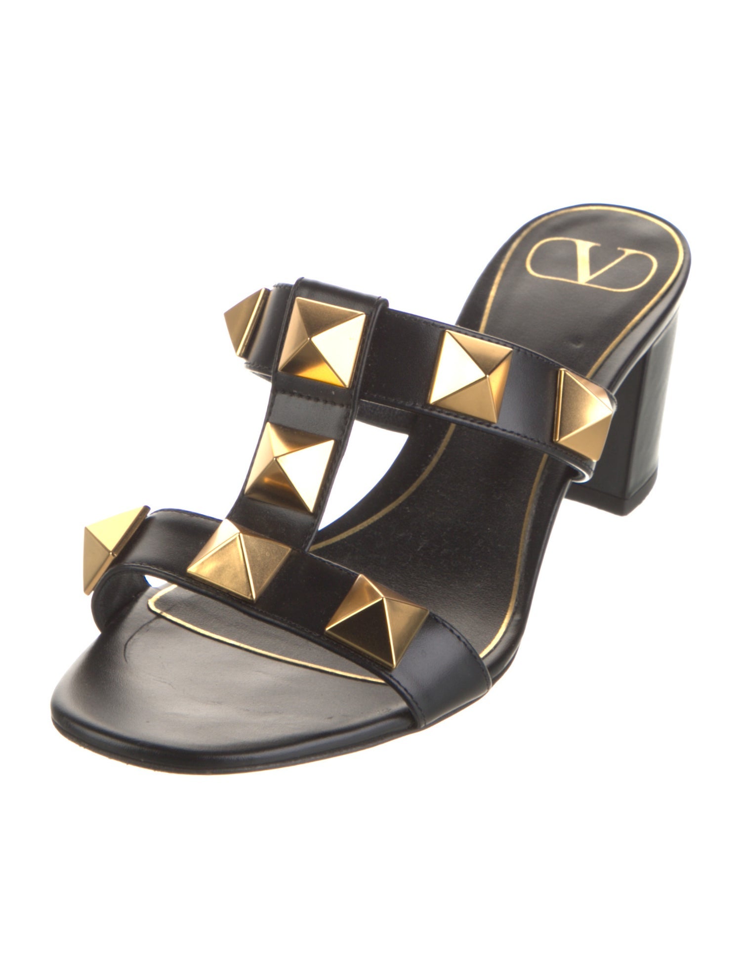 Valentino Rockstud Accents Leather Slides