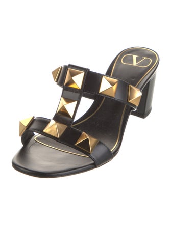 Valentino Rockstud Accents Leather Slides