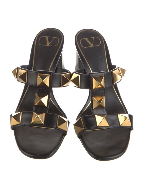 Valentino Rockstud Accents Leather Slides