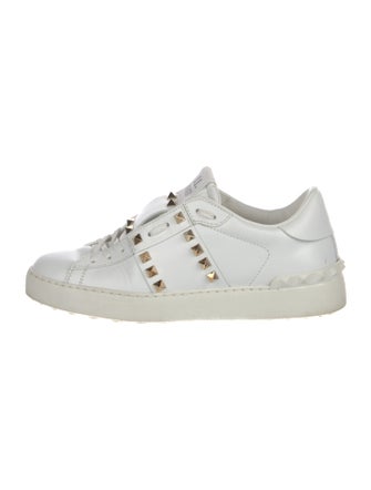 Valentino Rockstud Accents Leather Sneakers