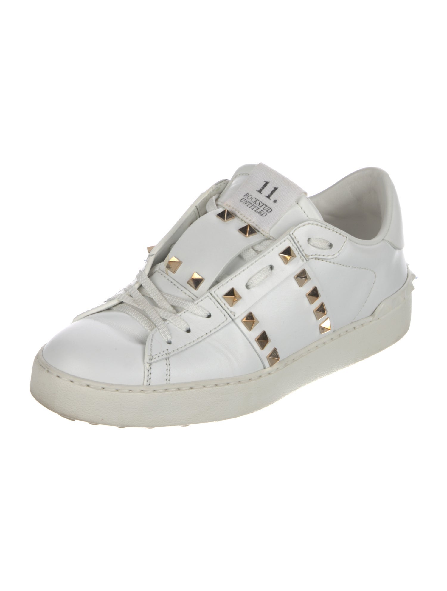 Valentino Rockstud Accents Leather Sneakers