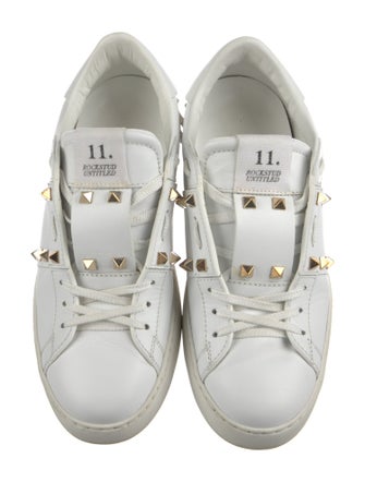Valentino Rockstud Accents Leather Sneakers