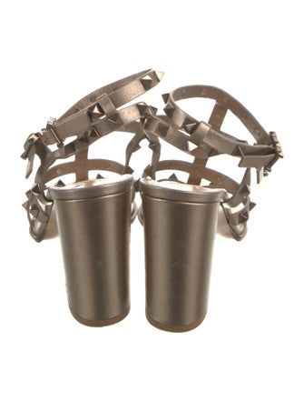 Valentino Rockstud Accents Leather Gladiator Sandals