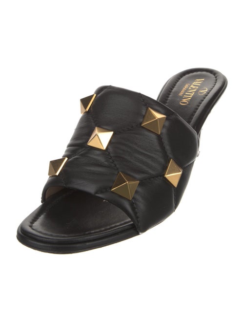 Valentino Rockstud Accents Leather Slides