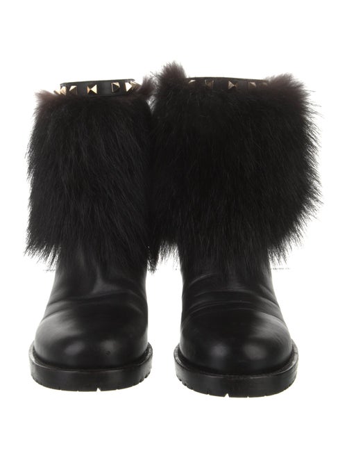 Valentino Rockstud Accents Leather Rain Boots