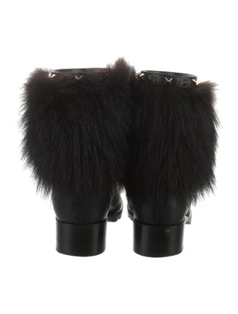 Valentino Rockstud Accents Leather Rain Boots