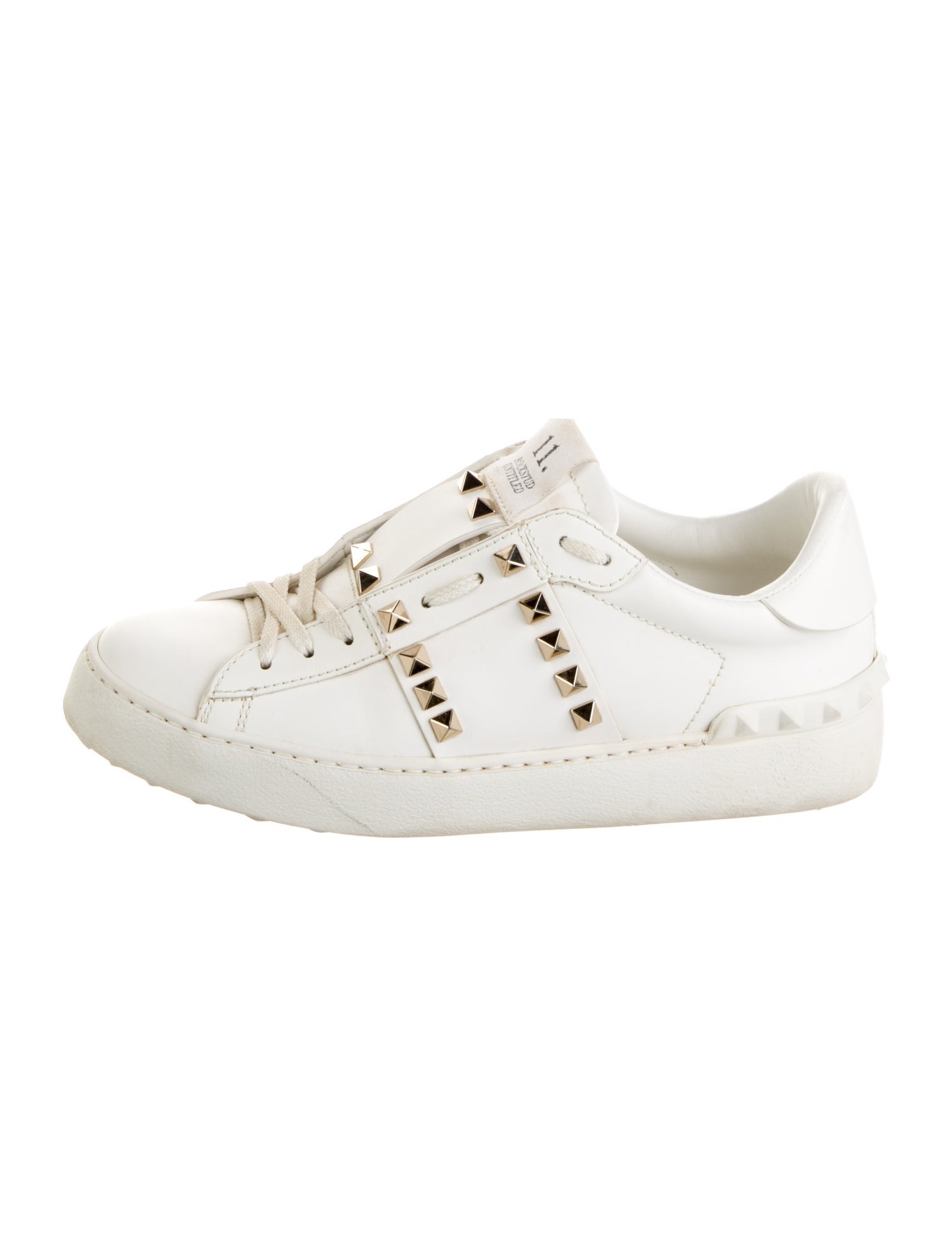 Valentino Rockstud Accents Leather Sneakers