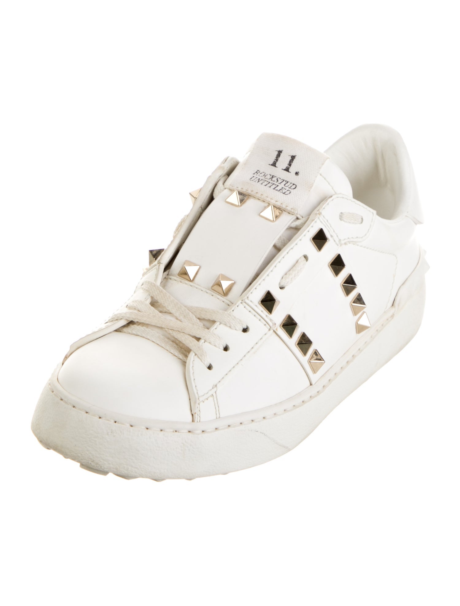 Valentino Rockstud Accents Leather Sneakers