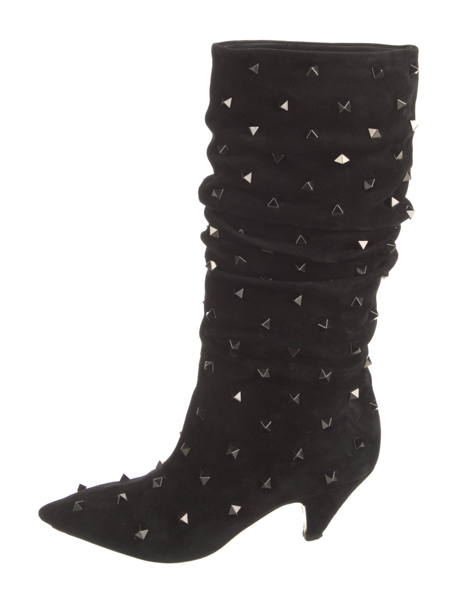 Valentino Rockstud Accents Suede Lace-Up Boots
