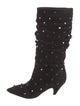 Valentino Rockstud Accents Suede Lace-Up Boots