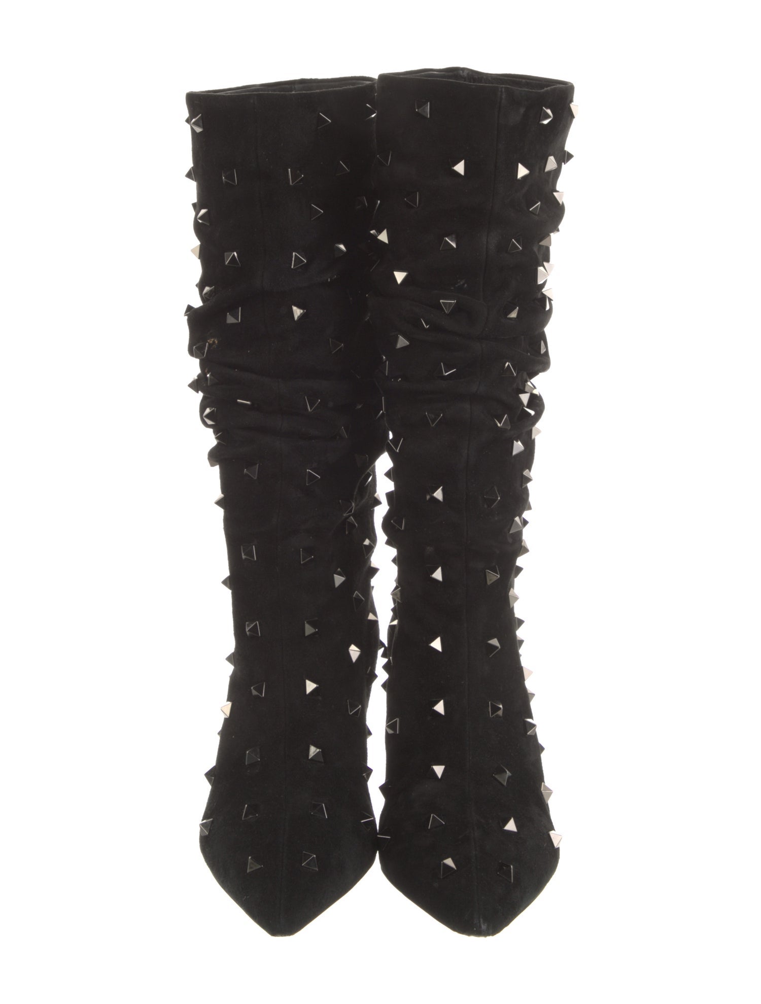 Valentino Rockstud Accents Suede Lace-Up Boots