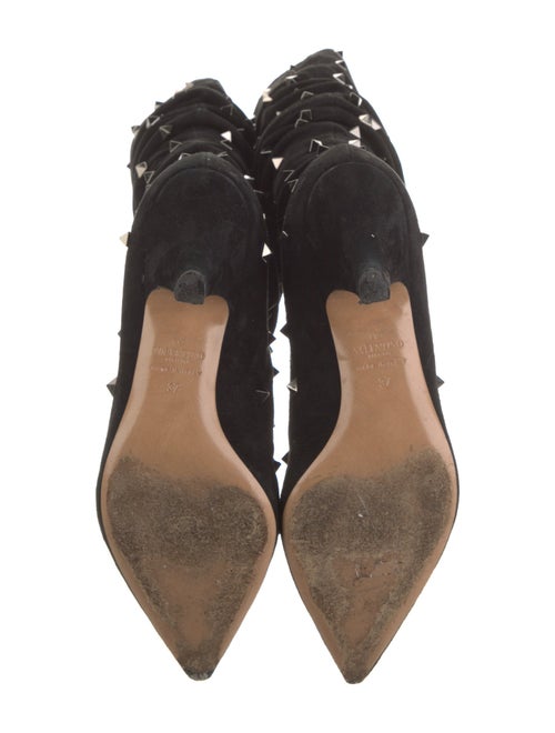 Valentino Rockstud Accents Suede Lace-Up Boots