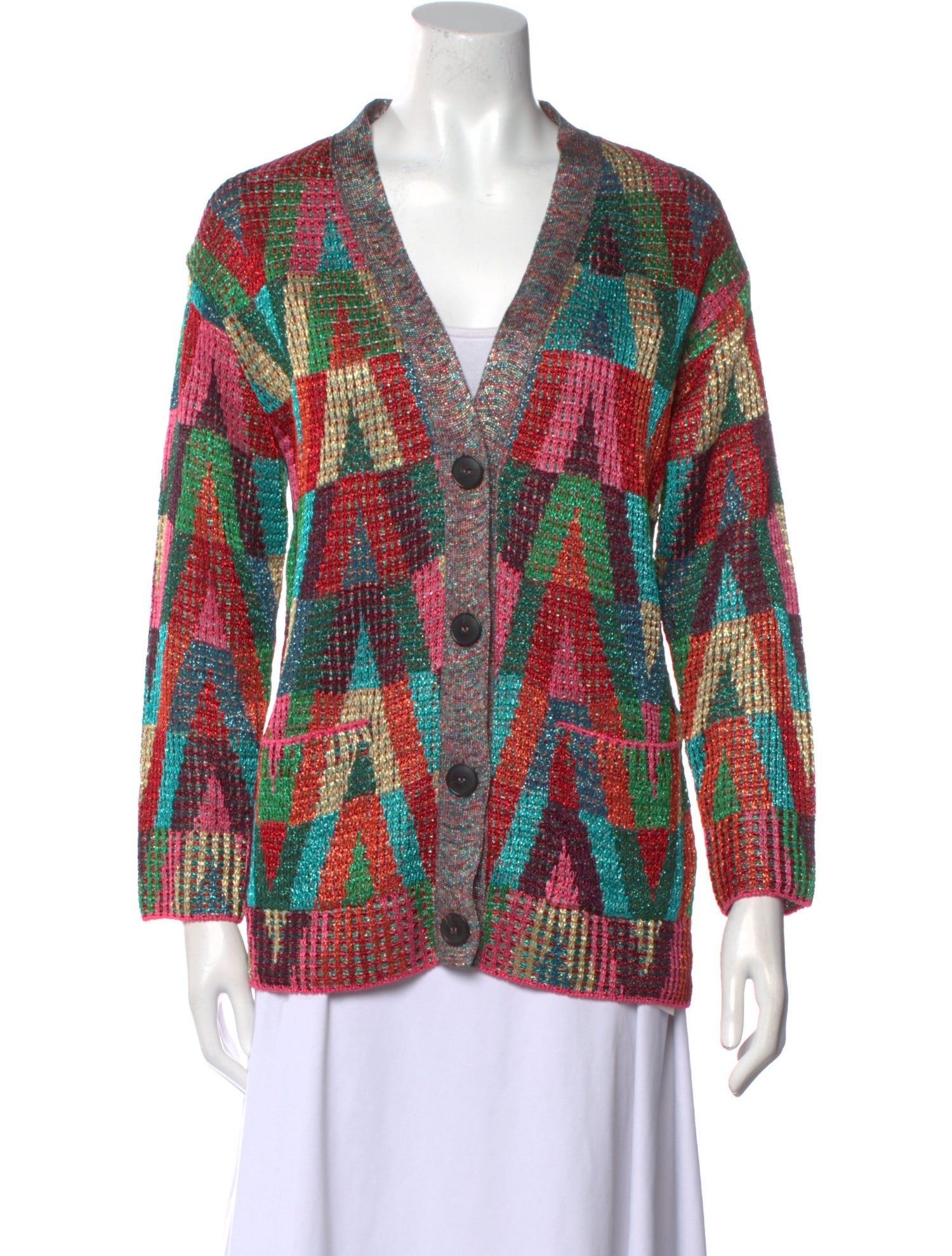 Valentino Printed V-Neck Sweater w/ Tags