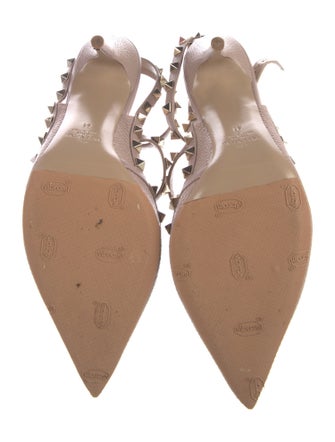Valentino Rockstud Accents Leather T-Strap Pumps