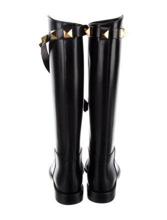 Valentino Rockstud Accents Leather Riding Boots