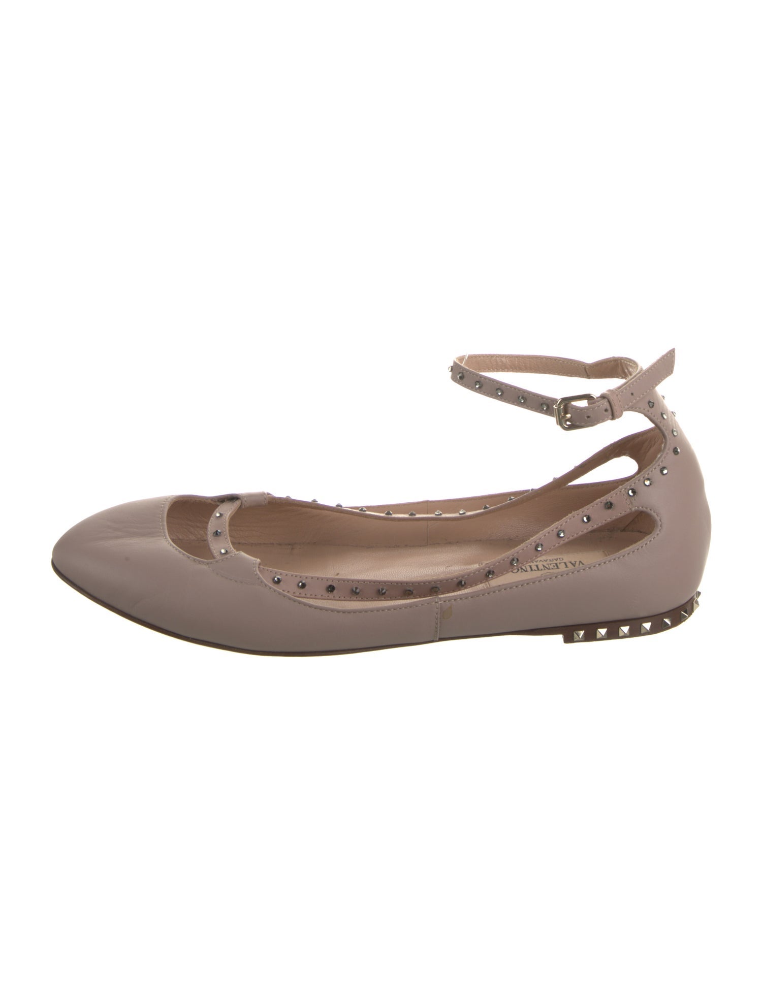 Valentino Rockstud Accents Leather Ballet Flats