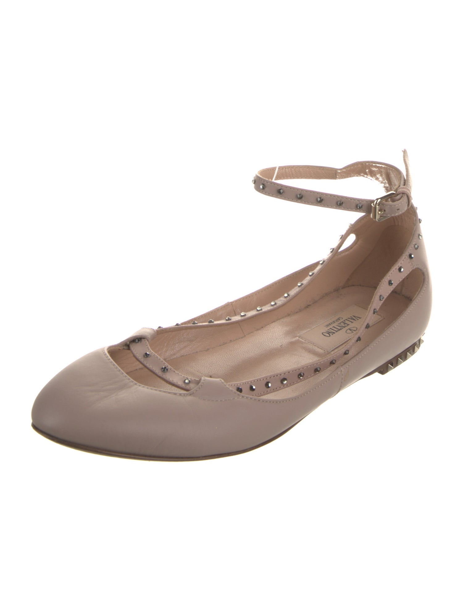 Valentino Rockstud Accents Leather Ballet Flats