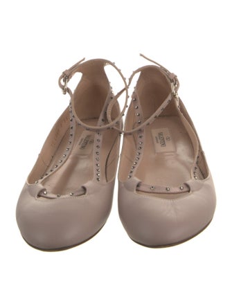 Valentino Rockstud Accents Leather Ballet Flats