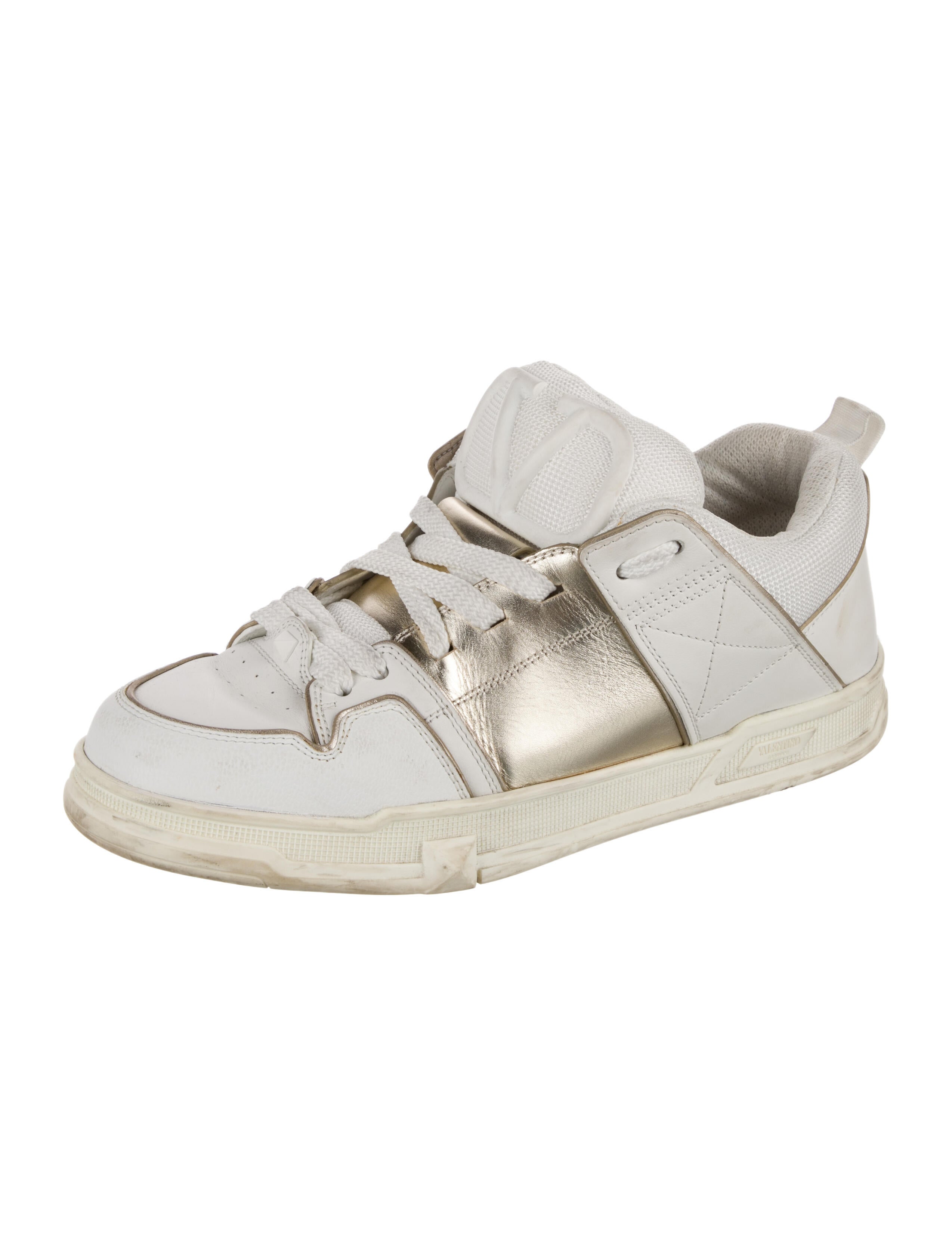 Valentino Rockstud Accents Leather Athletic Sneakers