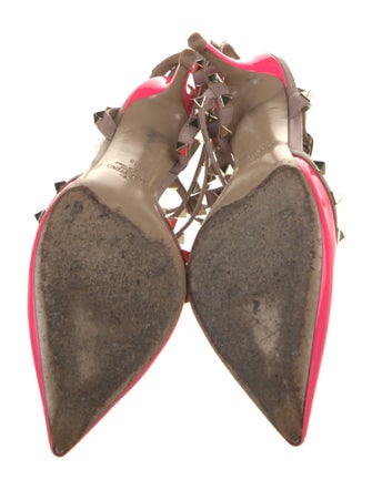 Valentino Rockstud Accents Patent Leather T-Strap Pumps