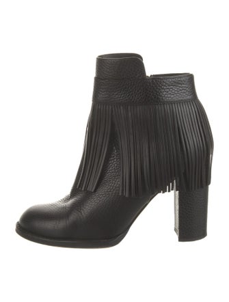 Valentino Leather Fringe Trim Accent Boots