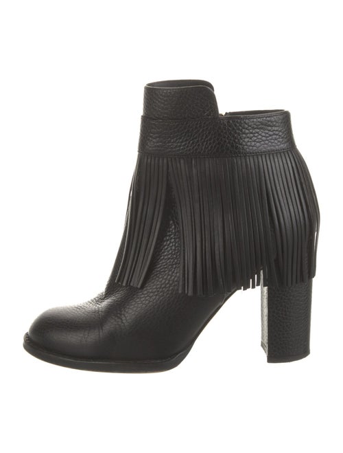 Valentino Leather Fringe Trim Accent Boots