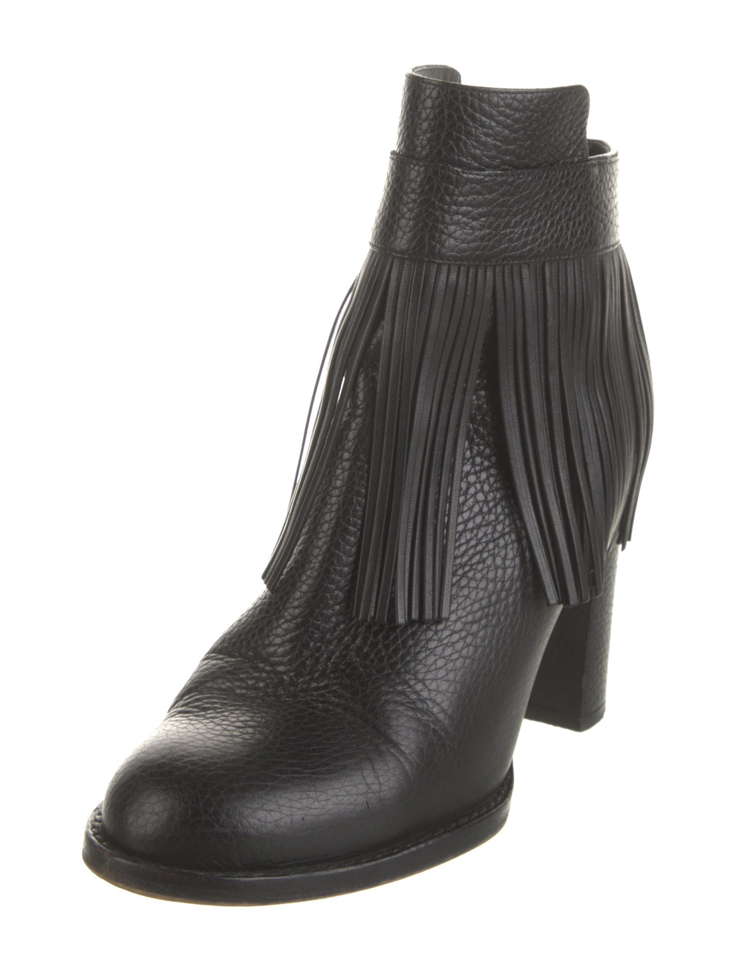 Valentino Leather Fringe Trim Accent Boots