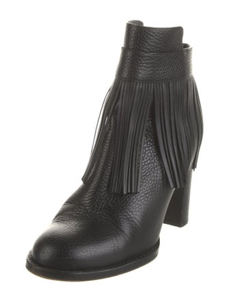 Valentino Leather Fringe Trim Accent Boots