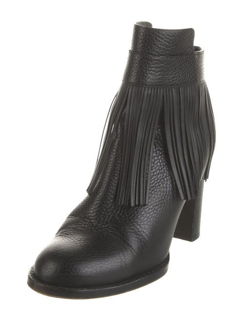 Valentino Leather Fringe Trim Accent Boots
