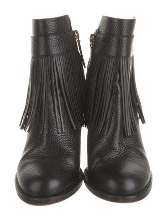 Valentino Leather Fringe Trim Accent Boots
