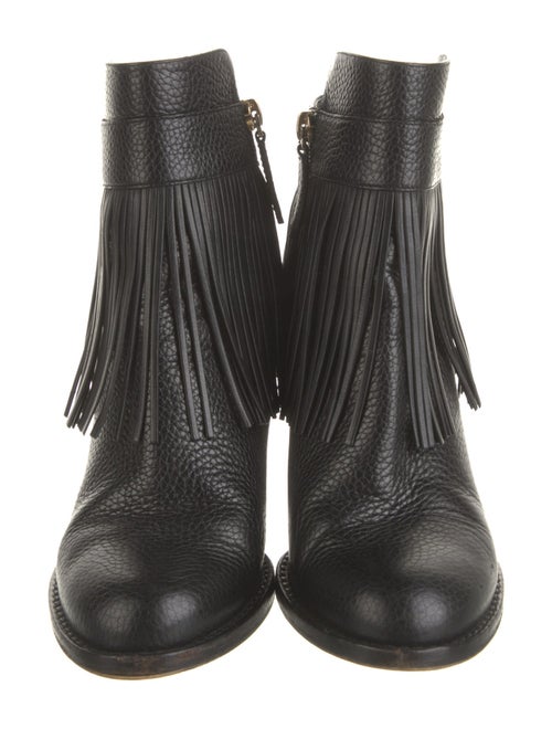 Valentino Leather Fringe Trim Accent Boots