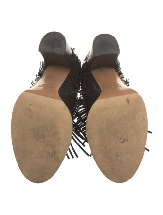 Valentino Leather Fringe Trim Accent Boots