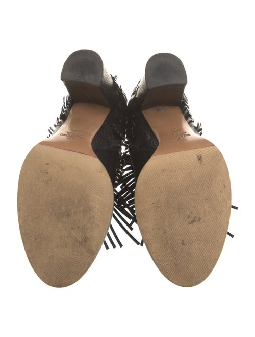 Valentino Leather Fringe Trim Accent Boots