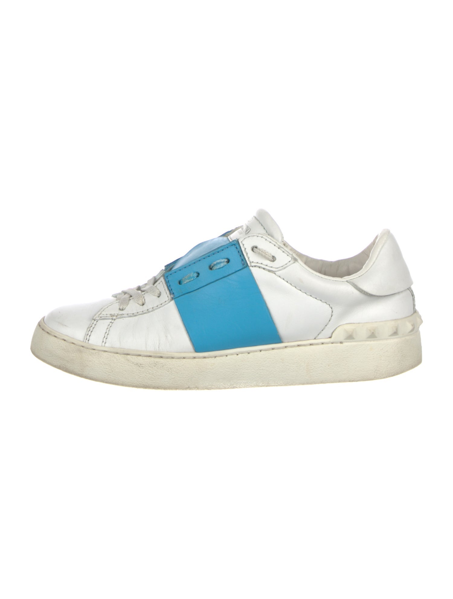 Valentino Leather Colorblock Pattern Sneakers
