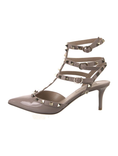 Valentino Rockstud Accents Patent Leather T-Strap Pumps