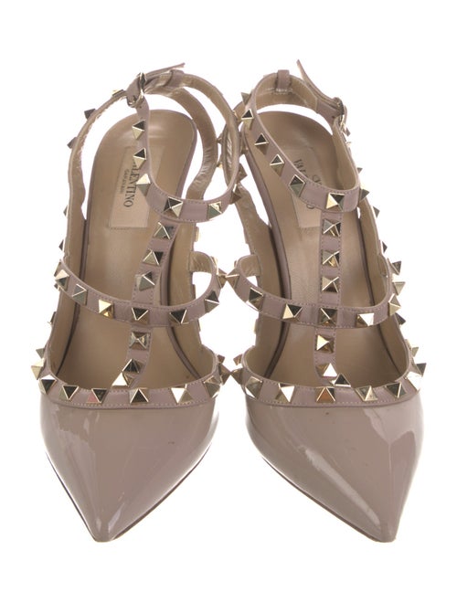 Valentino Rockstud Accents Patent Leather T-Strap Pumps