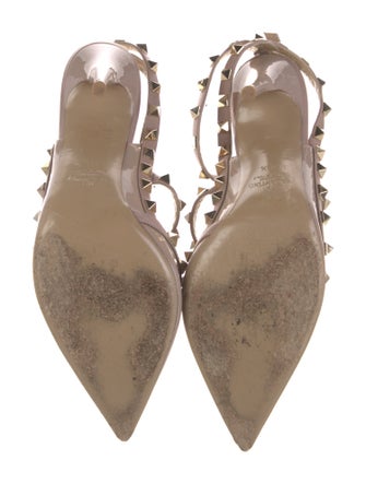 Valentino Rockstud Accents Patent Leather T-Strap Pumps