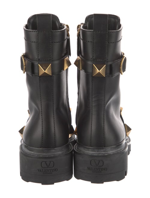 Valentino Rockstud Accents Leather Combat Boots