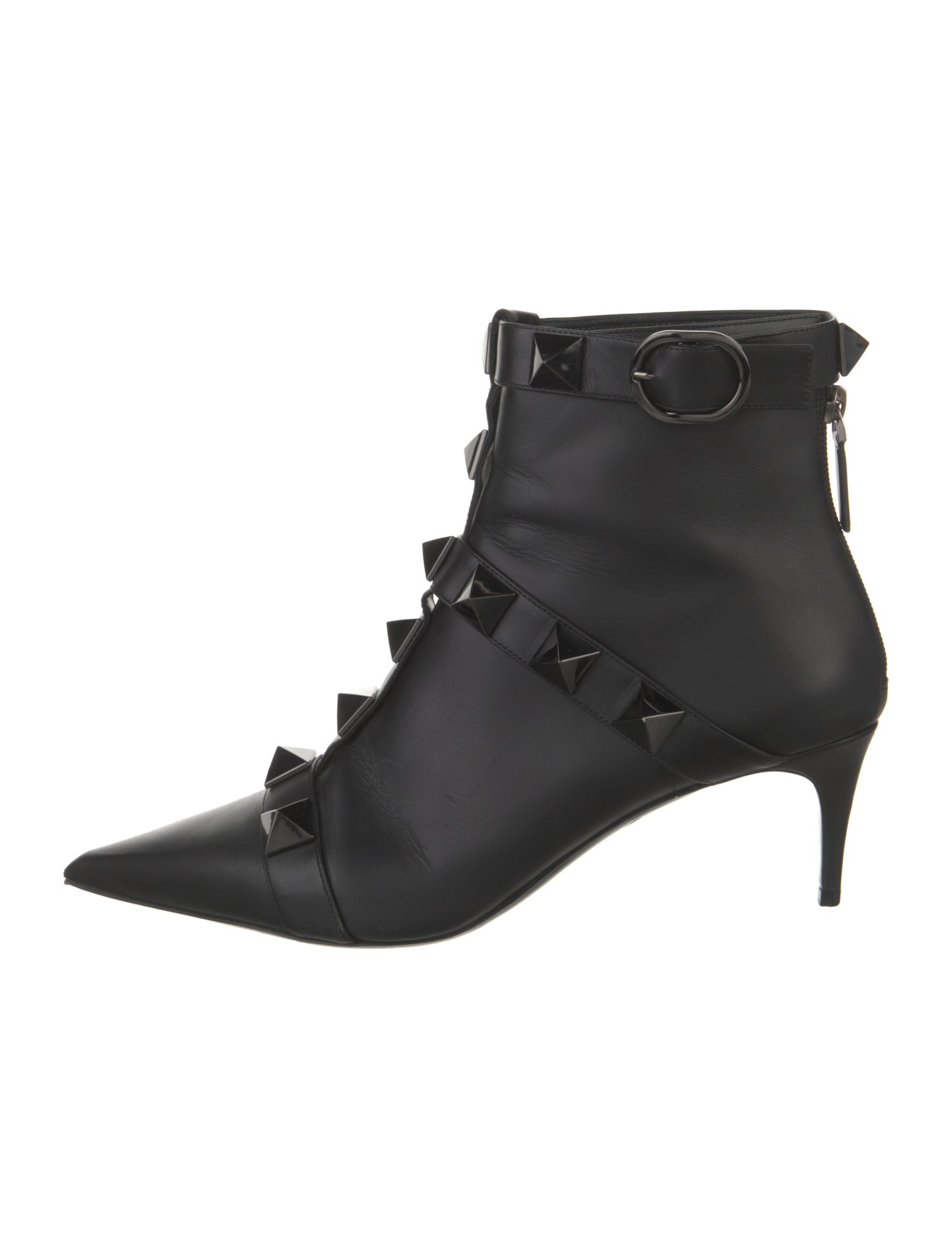 Valentino Rockstud Accents Leather Lace-Up Boots