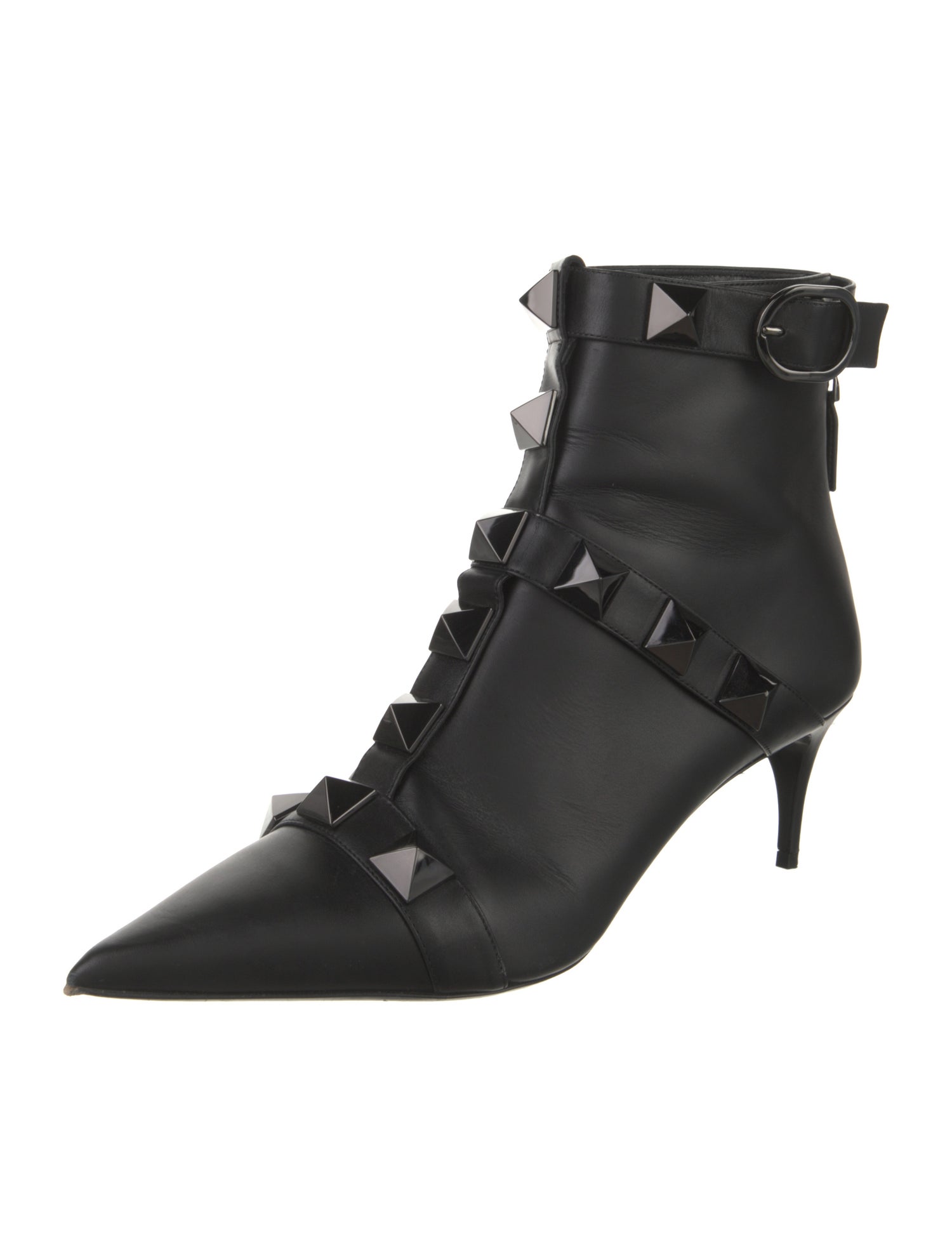 Valentino Rockstud Accents Leather Lace-Up Boots