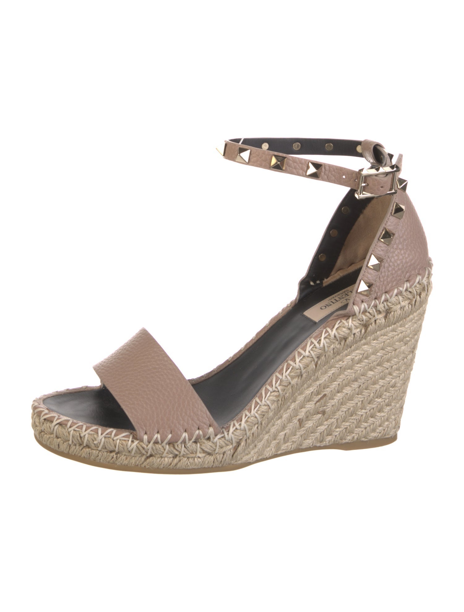 Valentino Rockstud Accents Leather Espadrilles