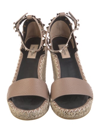 Valentino Rockstud Accents Leather Espadrilles