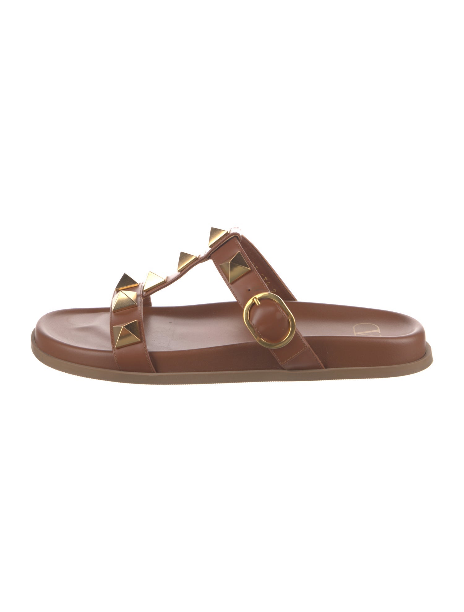 Valentino Rockstud Accents Leather T-Strap Sandals