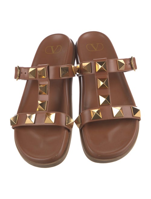Valentino Rockstud Accents Leather T-Strap Sandals