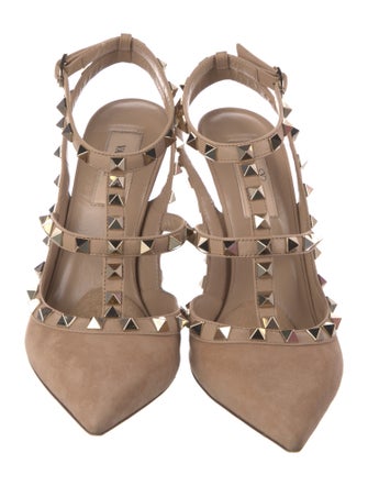 Valentino Rockstud Accents Leather T-Strap Pumps