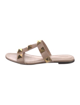 Valentino Rockstud Accents Leather Slides