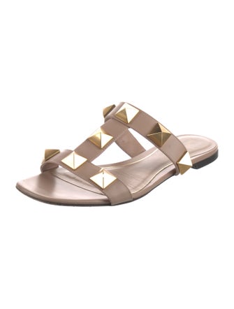 Valentino Rockstud Accents Leather Slides